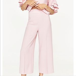 Zara Pink High Waist Cropped Trousers